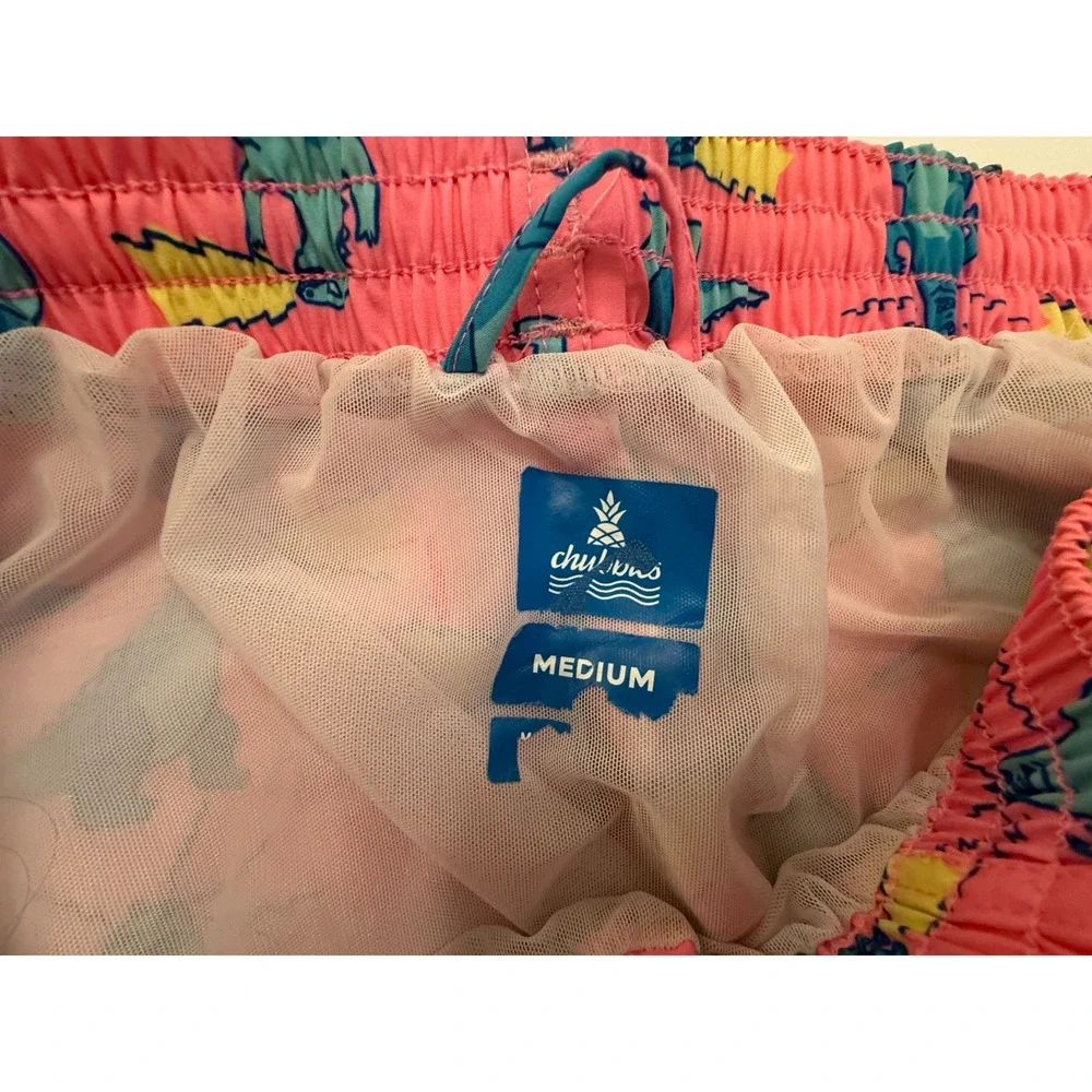 Chubbies The Dino Swim Trunks Lined Men’s size Medium in Pink Beach Summer Vacay